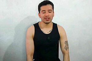 Young twink sucks huge cock of best friend's uncle and swallows cum