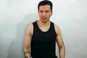 Young twink sucks huge cock of best friend's uncle and swallows cum