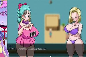 in dragon ball, bulma explores her balls with big cock and cunilingus scene
