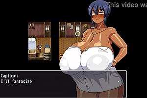 Tanned Girl Natsuki Flashes Huge Tits In Hentai Game Ep 1 To Help Captain Jerk Off