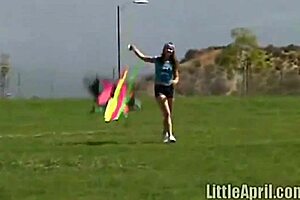 Little April Rubs Clit and Sucks Popsicle Outdoors!