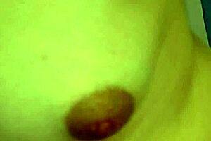 pregnant brunette toys both holes