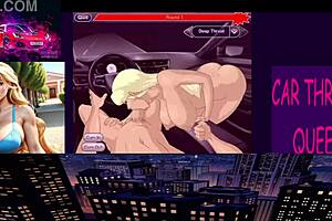 blonde girl giving sloppy blowjob in car