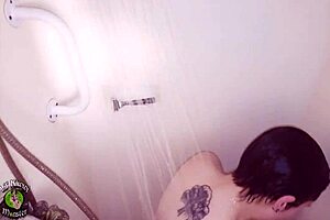 Why is the man sneaking to record bbw teen masturbating with dildo in shower?