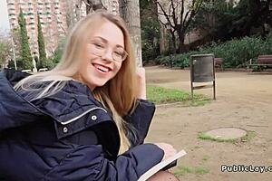Blonde in Pantyhose Gets Wild in Bushes with Stranger