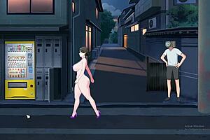 The shameless MILF shows off her big tits and ass in an exhibitionist display.