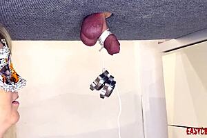 Stepsister intensely kicks balls and binds dick