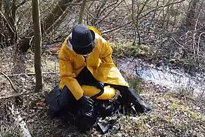 i-i got into this rich german femdom mud scene with rubber and latex outdoors!