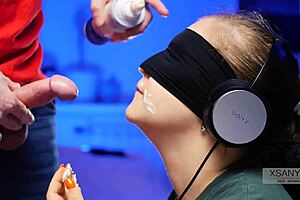 my best friend tricked me into tasting cum during our blindfolded game with tongue close-ups