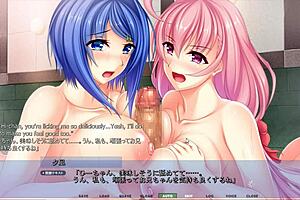 In Akumeru family harem, dual step-sisters titfuck me together