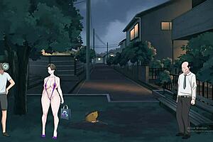 The shameless MILF shows off her big tits and ass in an exhibitionist display.