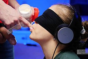 my best friend tricked me into tasting cum during our blindfolded game with tongue close-ups