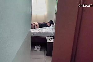 Latina stepsister bends over for big cock creampie.