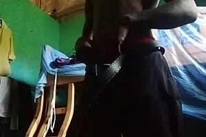 Feeling the monster cock deep in my ebony ass doggy style