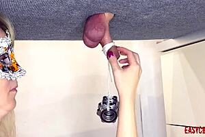 Kinky stepsister's playtime with milking board and objects
