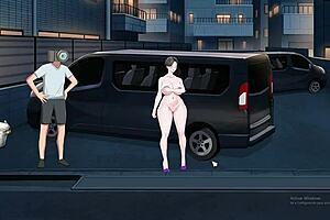 The shameless MILF shows off her big tits and ass in an exhibitionist display.