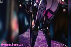 Watch her first time handling two cocks in this hardcore anime game!