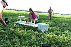 Backstage fucking with blonde teen in nature cowgirl riding hardcore