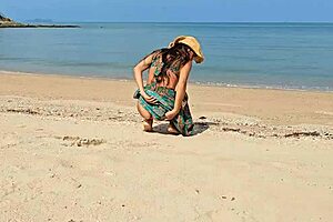 long dress no panties flashing on public beach