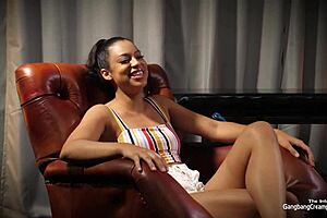 Sexy natural girl gets gangbanged by cocksmen with cum on tits