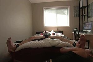 Milf Plays With Bound Boyfriend's Toes And Cock