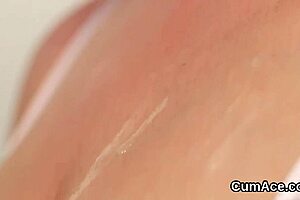 Feisty Model Gets Cum Shot on Her Face Sucking All the Jism!