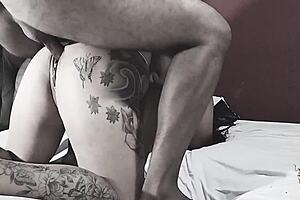 Hot hotel scene with amateur couple and big black cock