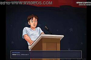 Hot Blonde Teen's Fantastic Boobs Massage in Summertime Saga Gameplay Outdoors