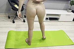 Russian student doing naked yoga