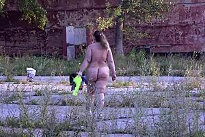 Public outcasting of a chubby amateur MILF in a miniskirt