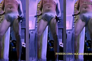 Gay amateur Alejandro Mistral shows off his big cock