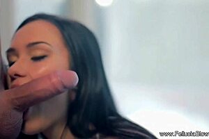 Gorgeous Brunette Delivers Amazing Blowjob, Swallows, And Gets Facial