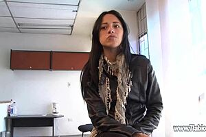 Chatting with skinny Colombian actress during webcam casting interview