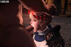 cute blonde demon in skyrim takes deepthroat and anal fucking hard!