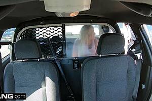 Public sex with a naughty girl in a police car