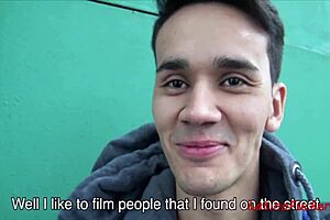 straight guy bends over for gay sex in public, spied on by latina. 😈