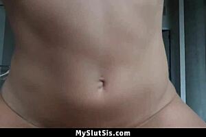 Step-sis discovers hidden spy cam and gets naughty on camera