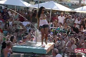Sluts at a pool party in Key West show off their wet and wild side