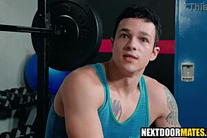 Muscle worship and gay anal sex in the gym