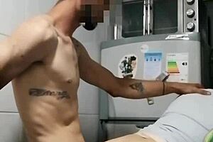 Amateur Couple Sucks Cock and Squirts in Kitchen.