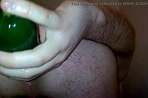 Gay Man Inserts Vegetable in Ass During Shower Play