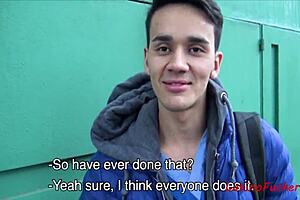 straight guy bends over for gay sex in public, spied on by latina. 😈