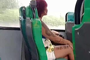 old guy flashes on bus, cuckold gets excited.