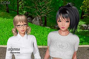 Beautiful shemale with natural tits in 3D animation