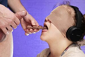 blindfolded taste game tricked me when classmate slipped cock in my mouth