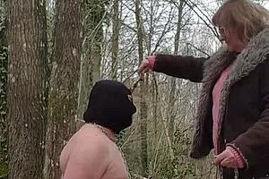 My slave submits in the forest as a slut