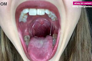 Gummy bear fetish and throat play with a giantess
