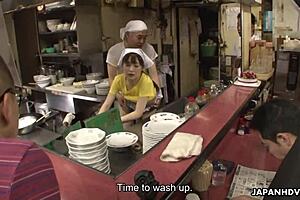 fucking the asian cook hard in the back of the kitchen