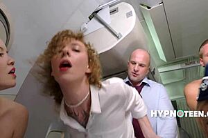 Free use airlines flight attendant gets it good in the air