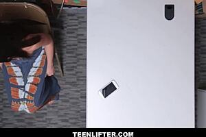 Tiny 18+ tits latina shoplifter avi love lets guard stick big cock in her ass after striptease.